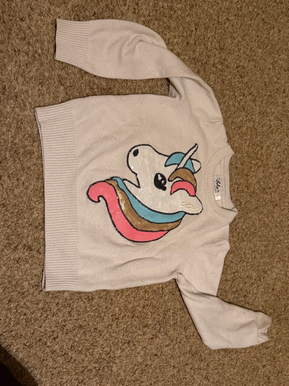 Girls' white Unicorn Graphic Sweater